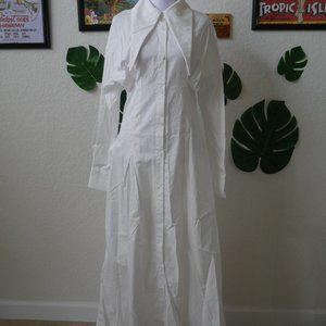 Unique White Maxi Dress Huge Dagger Collar Size Medium